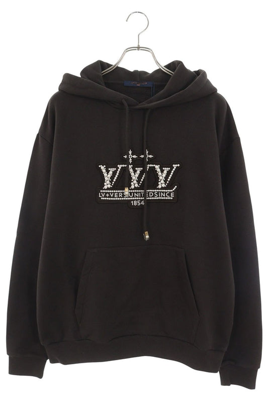 LOUISVUITTON 25SS Pearl Embellished Hoodie Brown Size M