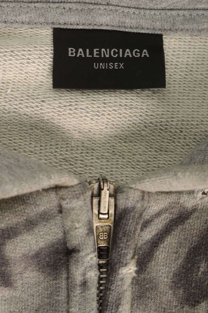BALENCIAGA Skater Graphic Distressed Hoodie Gray Size S