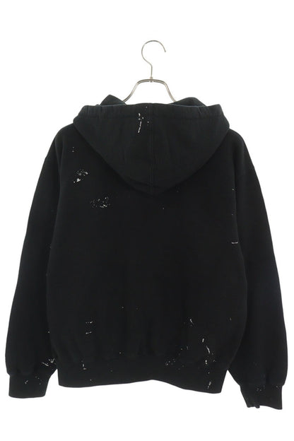 MM6 26SS Box Logo Zip Up Hoodie Black Cotton Size S