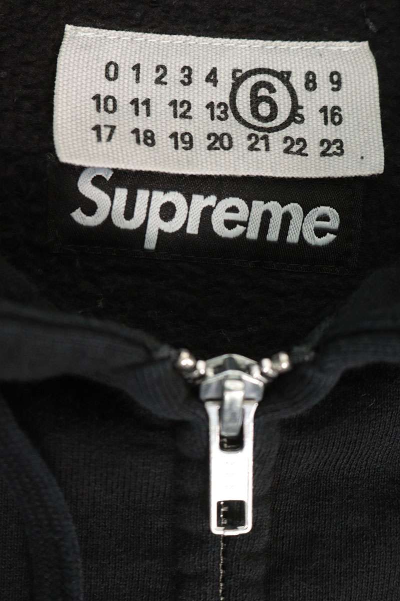 MM6 26SS Box Logo Zip Up Hoodie Black Cotton Size S
