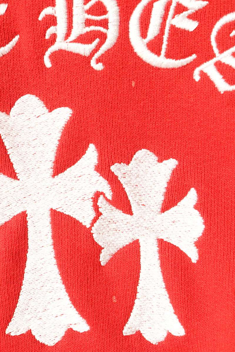 Chrome Hearts Cemetery Cross Hoodie Red/White Size XL