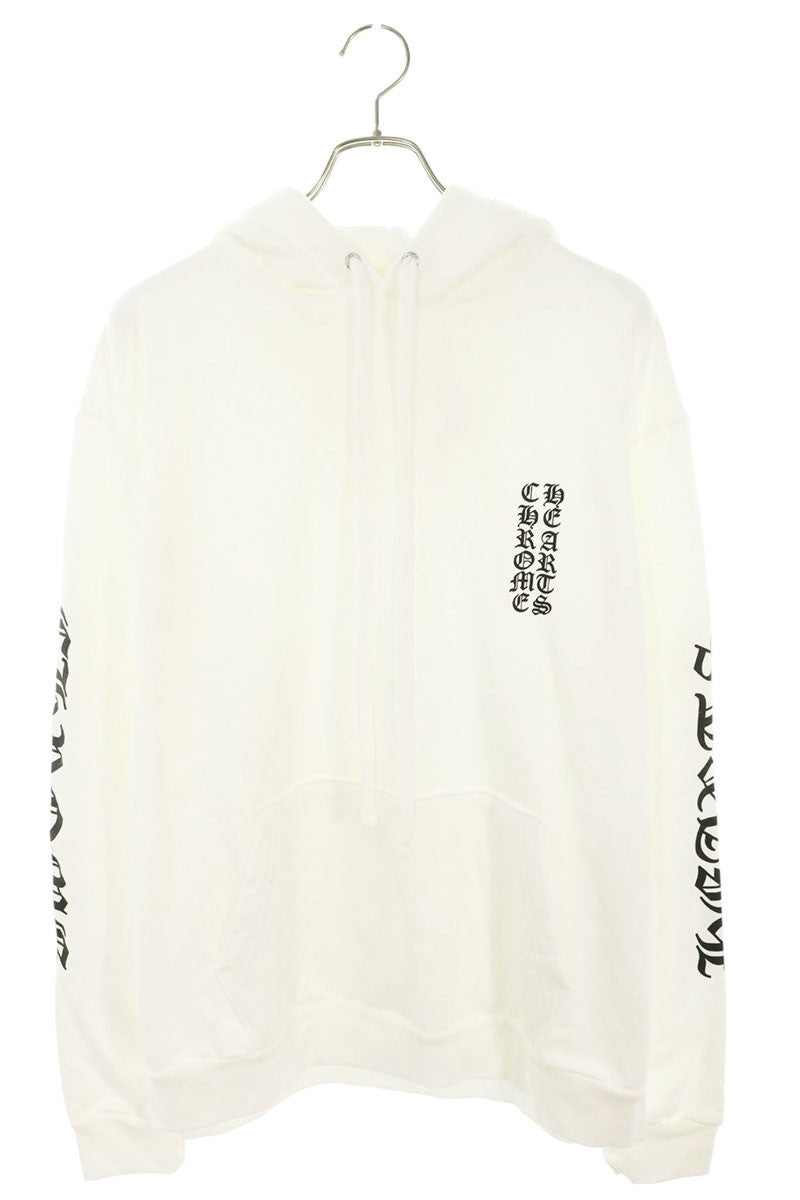 Chrome Hearts Sleeve Logo Print Hoodie White Cotton Size L