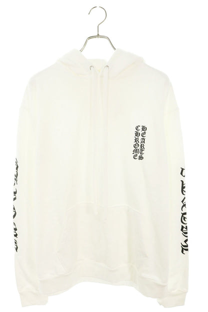 Chrome Hearts Sleeve Logo Print Hoodie White Cotton Size L