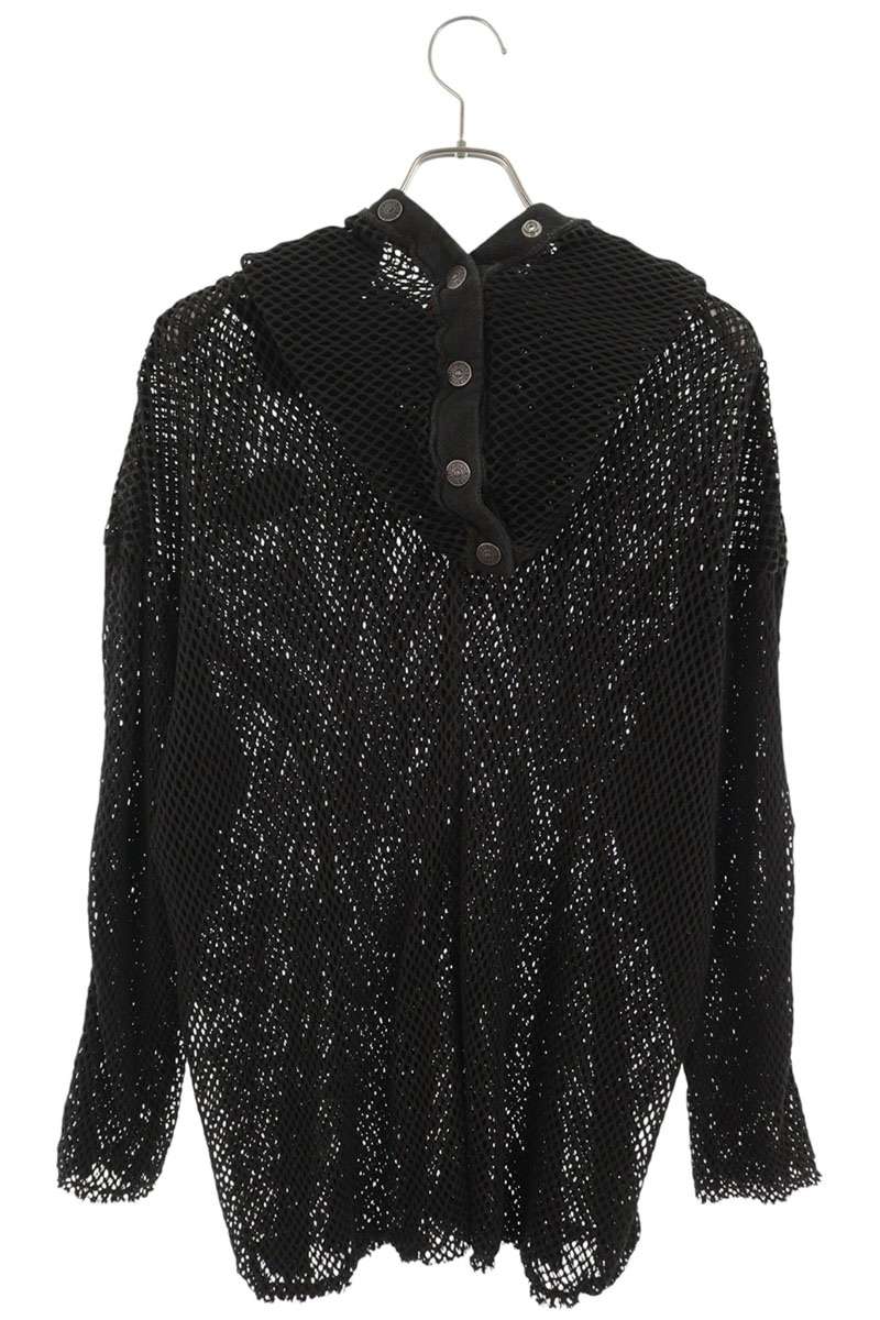 DIESEL THUG CLUB S-THUG-FISHNET Mesh Hoodie Black Size XS