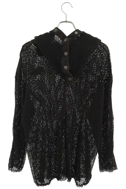DIESEL THUG CLUB S-THUG-FISHNET Mesh Hoodie Black Size XS