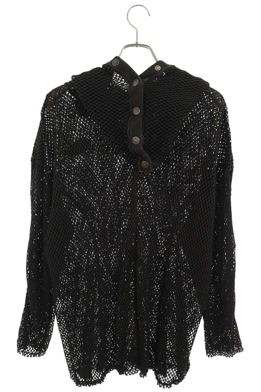 DIESEL THUG CLUB S-THUG-FISHNET Mesh Hoodie Black Size XS
