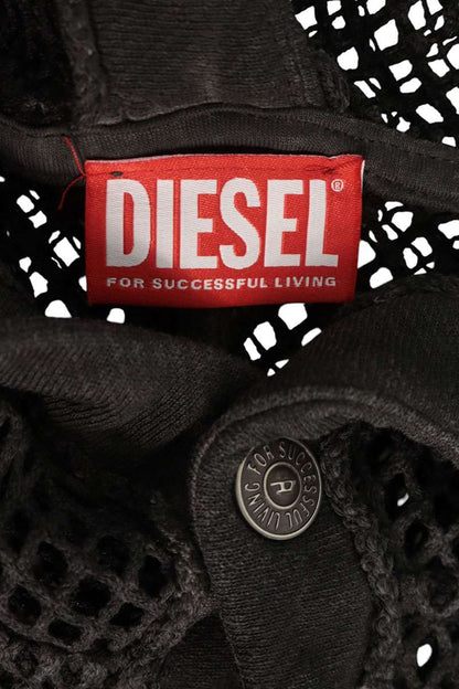 DIESEL THUG CLUB S-THUG-FISHNET Mesh Hoodie Black Size XS