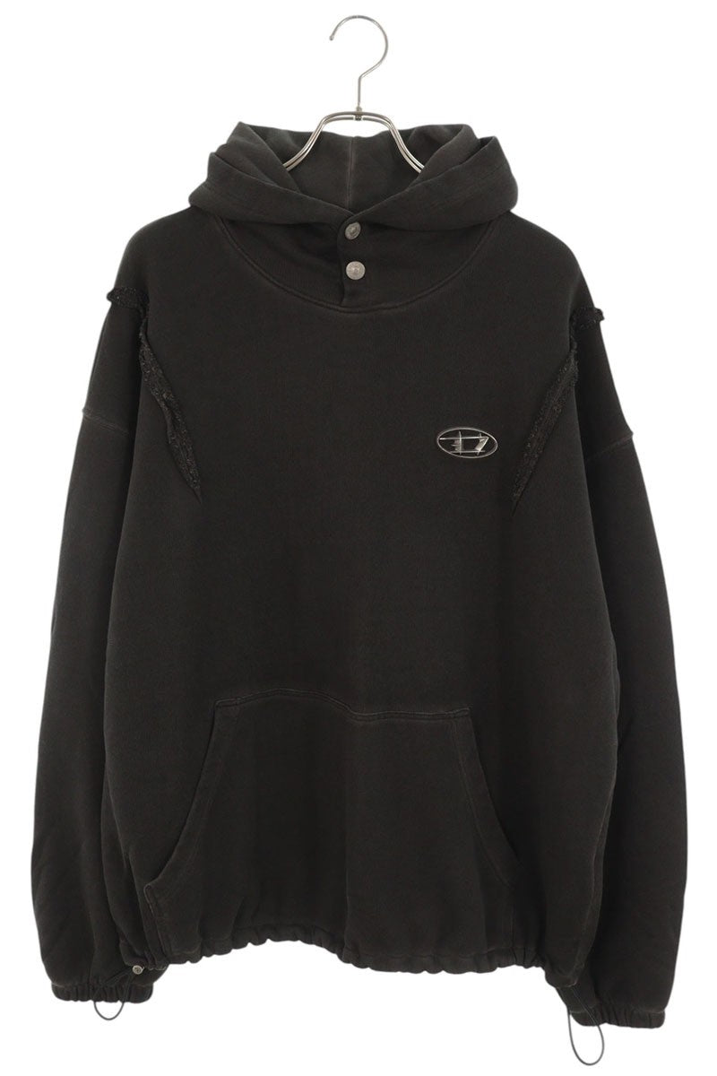 DIESEL x THUG CLUB Logo Patch Pullover Hoodie Black Size L