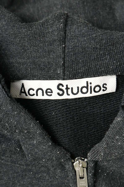 ACNE STUDIOS Crushed Logo Zip Hoodie Gray Size S