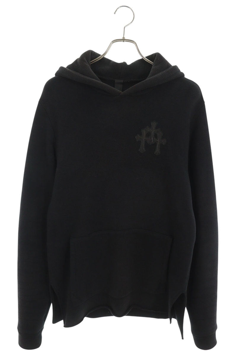 Chrome Hearts Cross Patch Leather Hoodie Black Size M