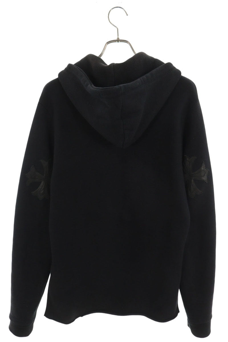 Chrome Hearts Cross Patch Leather Hoodie Black Size M