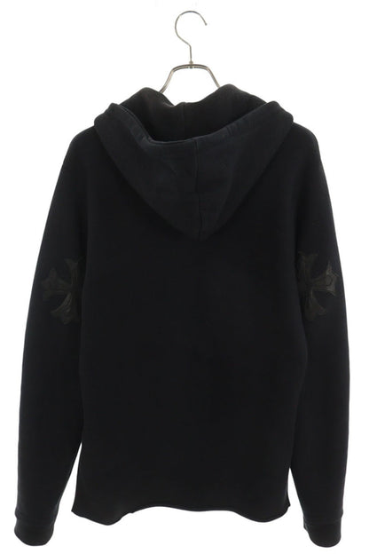 Chrome Hearts Cross Patch Leather Hoodie Black Size M