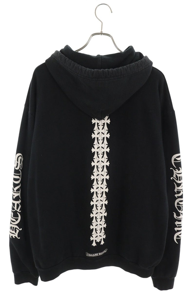Chrome Hearts Back Cemetery Cross Print Hoodie Black Size L