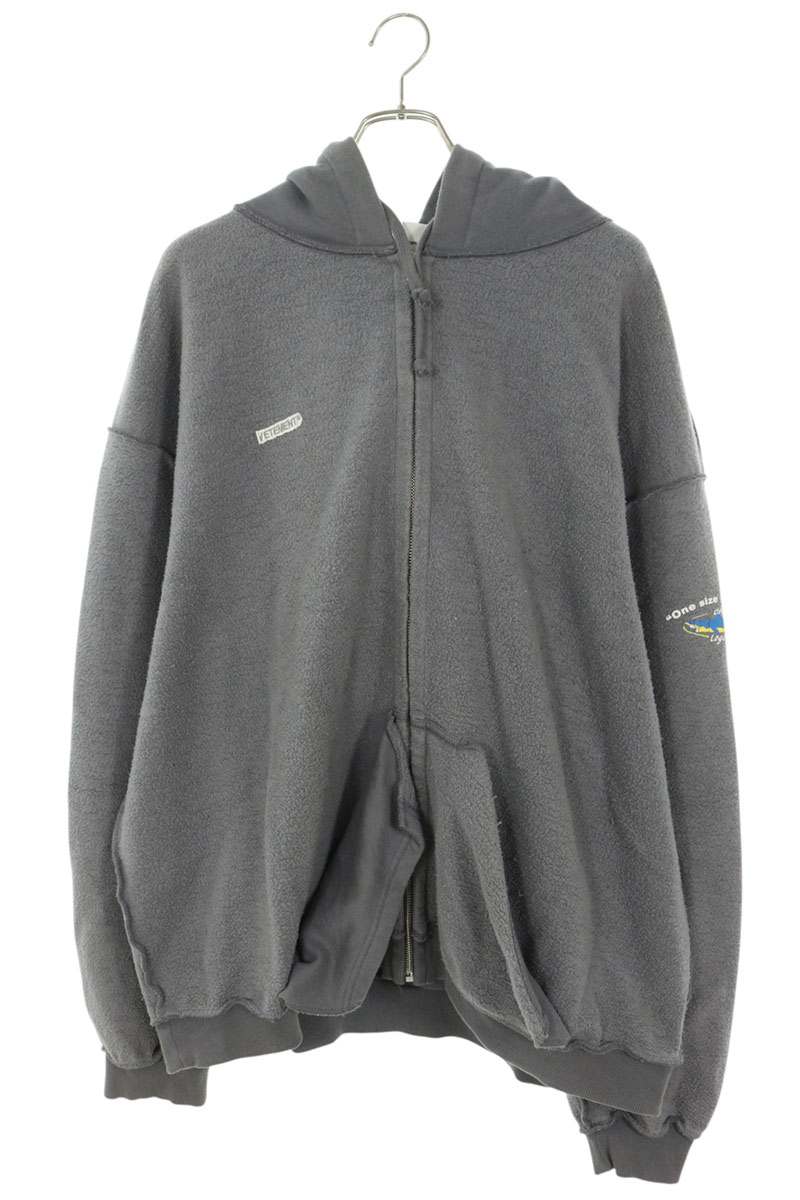 VETEMENTS Inside Out Zip-Up Hoodie Gray Size M