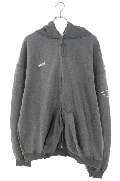 VETEMENTS Inside Out Zip-Up Hoodie Gray Size M