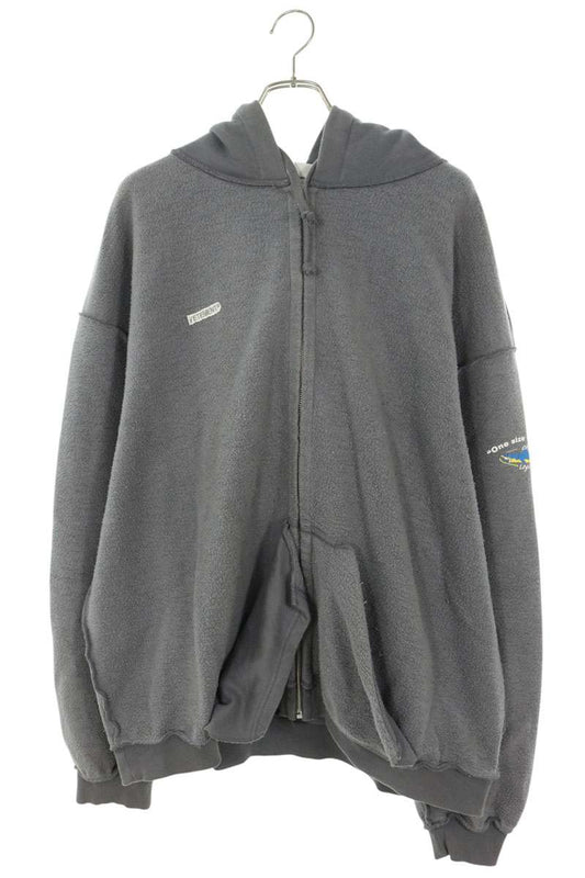 VETEMENTS Inside Out Zip-Up Hoodie Gray Size M