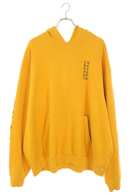 Chrome Hearts Sleeve Logo Print Hoodie Yellow Size XL