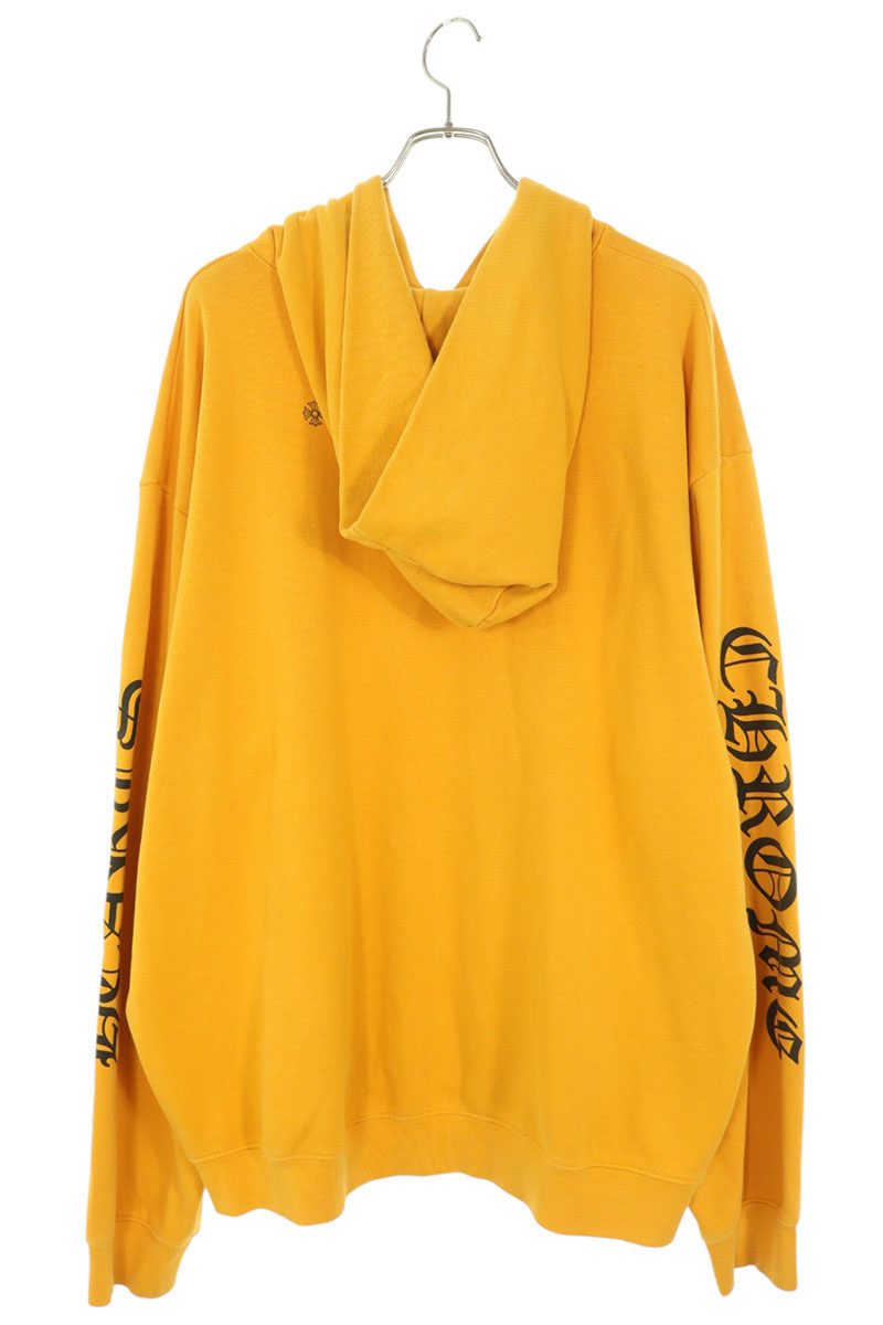 Chrome Hearts Sleeve Logo Print Hoodie Yellow Size XL