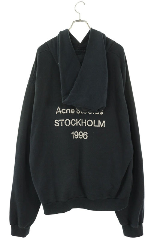 ACNE STUDIOS Vintage Fleece Logo Hoodie Navy Size XXL