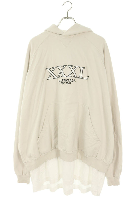 BALENCIAGA 22AW XXXL Logo Embroidered Hoodie White Size 1