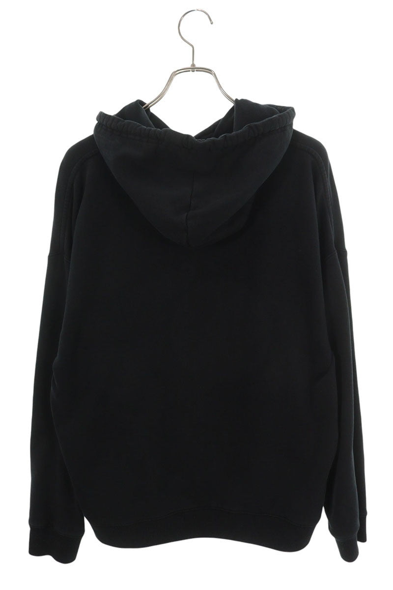 LOEWE Anagram Leather Patch Pocket Hoodie Black Size L