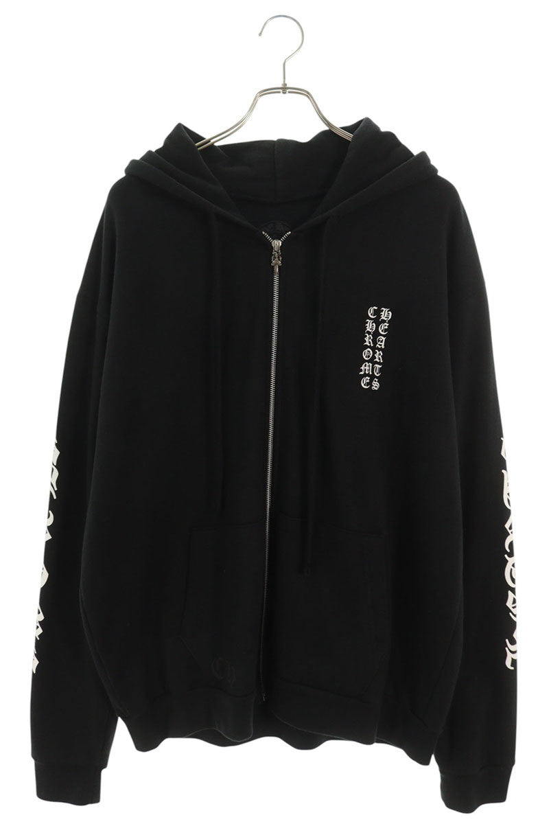 Chrome Hearts Arm Logo Print Zip Hoodie Black Size L