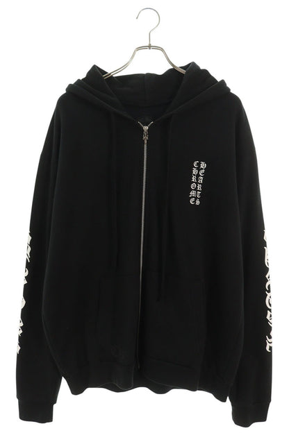 Chrome Hearts Arm Logo Print Zip Hoodie Black Size L
