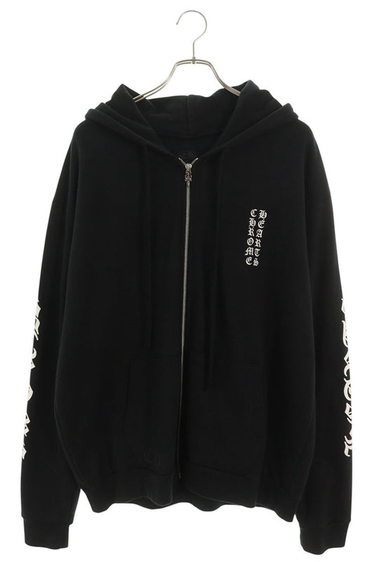 Chrome Hearts Arm Logo Print Zip Hoodie Black Size L