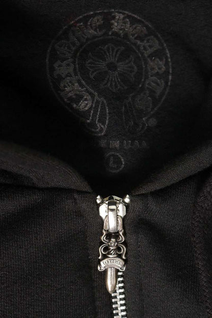 Chrome Hearts Arm Logo Print Zip Hoodie Black Size L