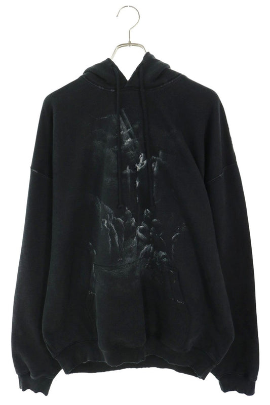 VETEMENTS X Print Pullover Hoodie Black Size M