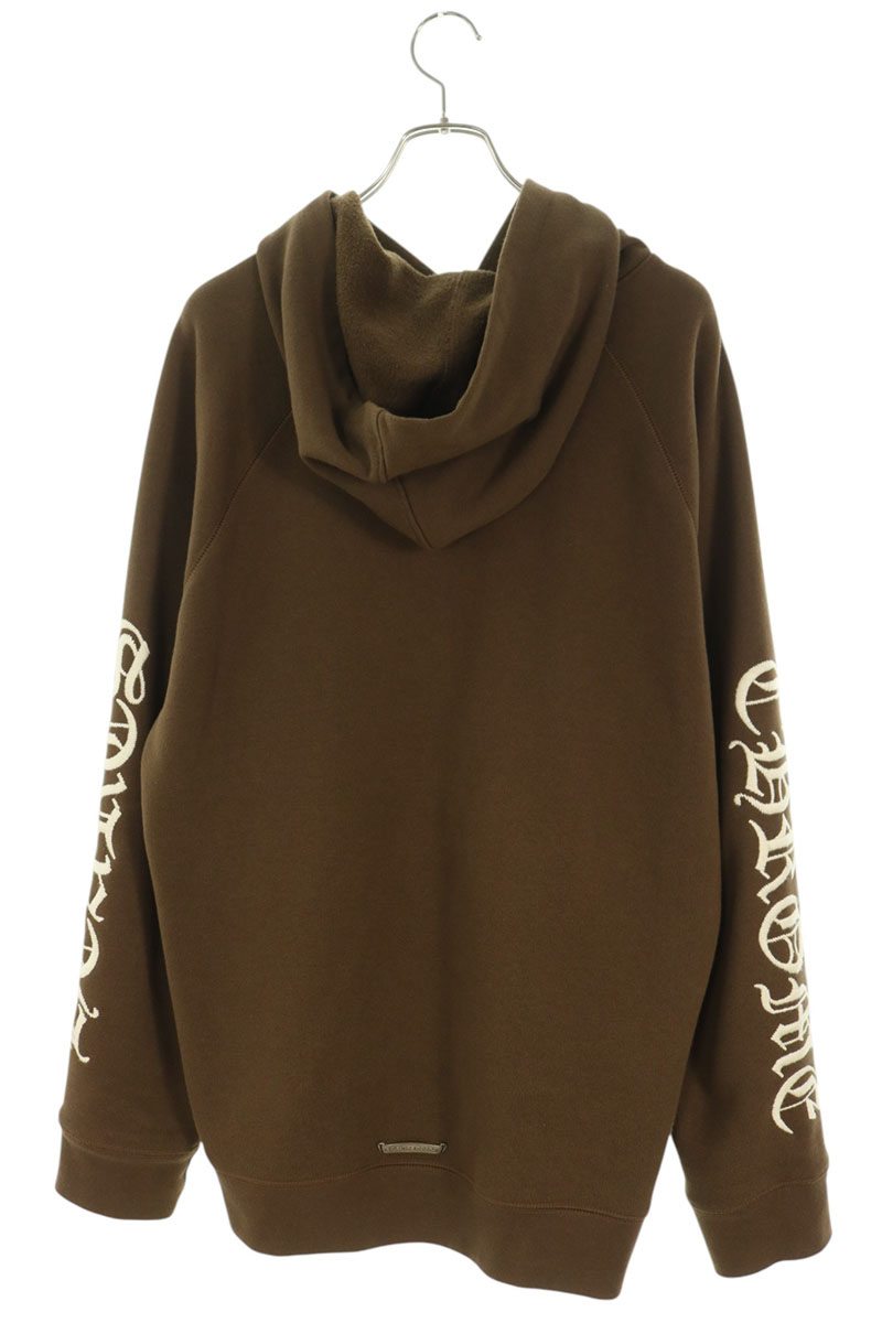 Chrome Hearts SLOW RIDE CH Logo Hoodie Brown/White Size XL