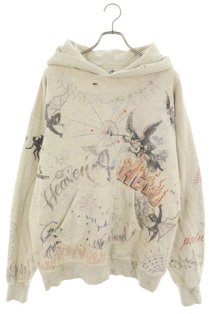 SAINT MICHAEL BORN X RAISED Graphic Hoodie Beige Size XL