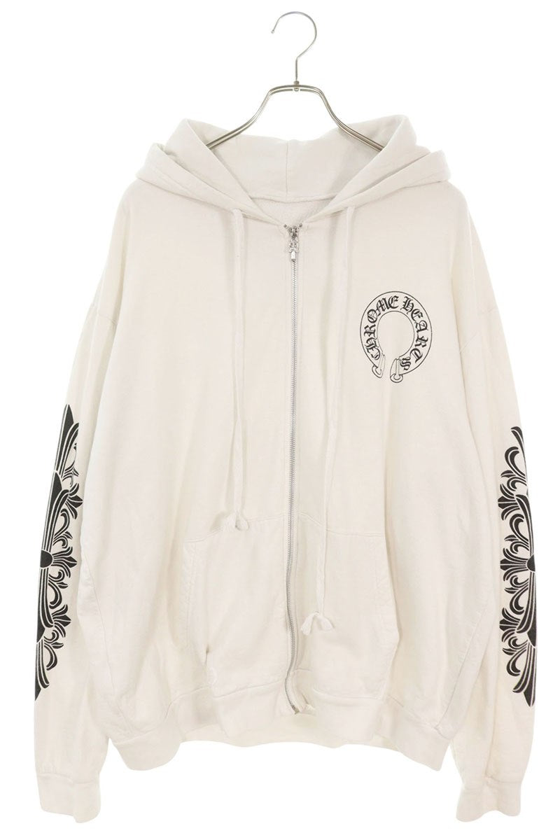 Chrome Hearts Floral Horseshoe Zip Hoodie Cotton Size XL