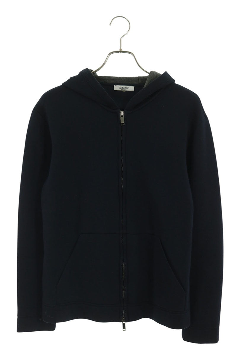 VALENTINO Rockstud Bonded Zip Hoodie Navy Size S