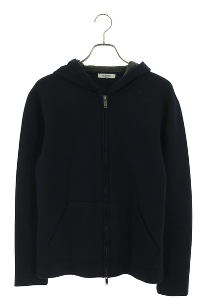 VALENTINO Rockstud Bonded Zip Hoodie Navy Size S