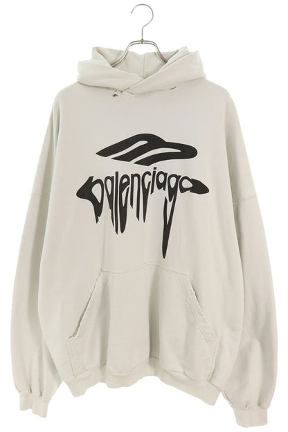 BALENCIAGA 25SS Distressed Logo Pullover Hoodie Multi Size S