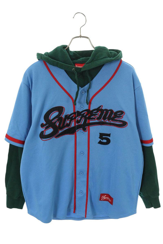 SUPREME 22SS Baseball Jersey Hoodie Blue/Green Size M