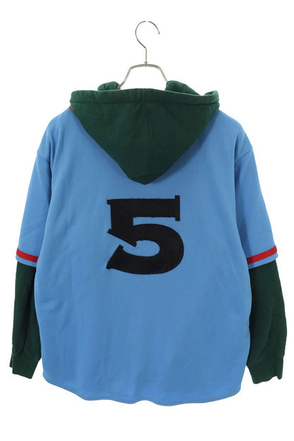 SUPREME 22SS Baseball Jersey Hoodie Blue/Green Size M