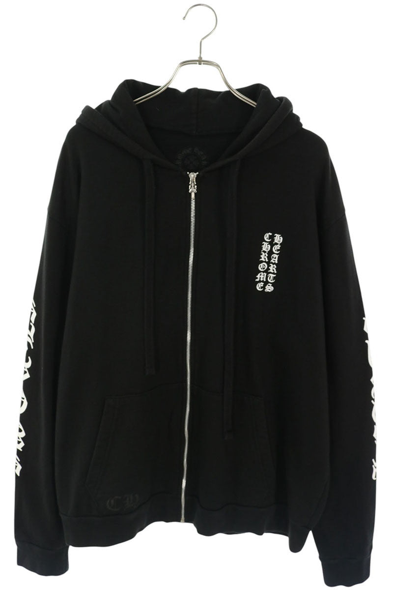 Chrome Hearts Vertical Logo Arm Zip Hoodie Black Size XL