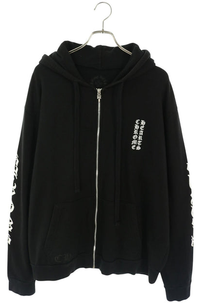 Chrome Hearts Vertical Logo Arm Zip Hoodie Black Size XL