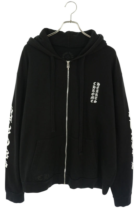Chrome Hearts Vertical Logo Arm Zip Hoodie Black Size XL