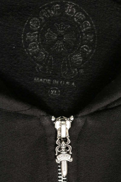 Chrome Hearts Vertical Logo Arm Zip Hoodie Black Size XL
