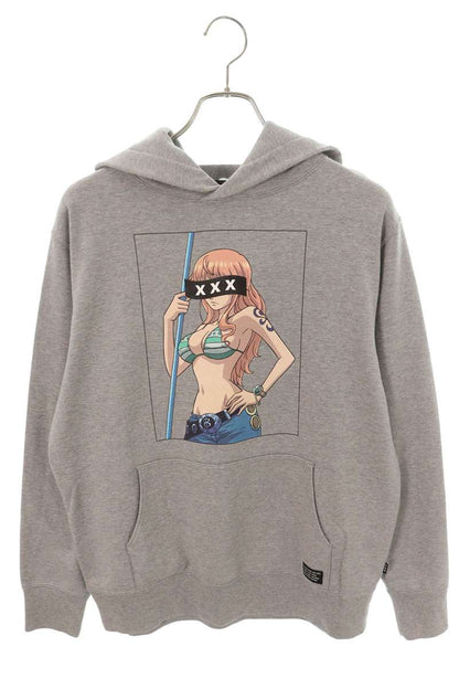 GOD SELECTION XXX Character Print Cotton Hoodie Gray Size L