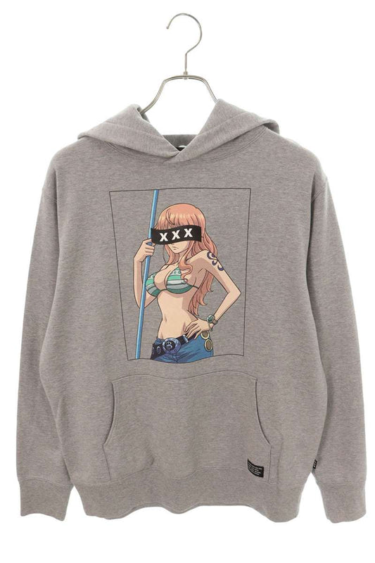 GOD SELECTION XXX Character Print Cotton Hoodie Gray Size L