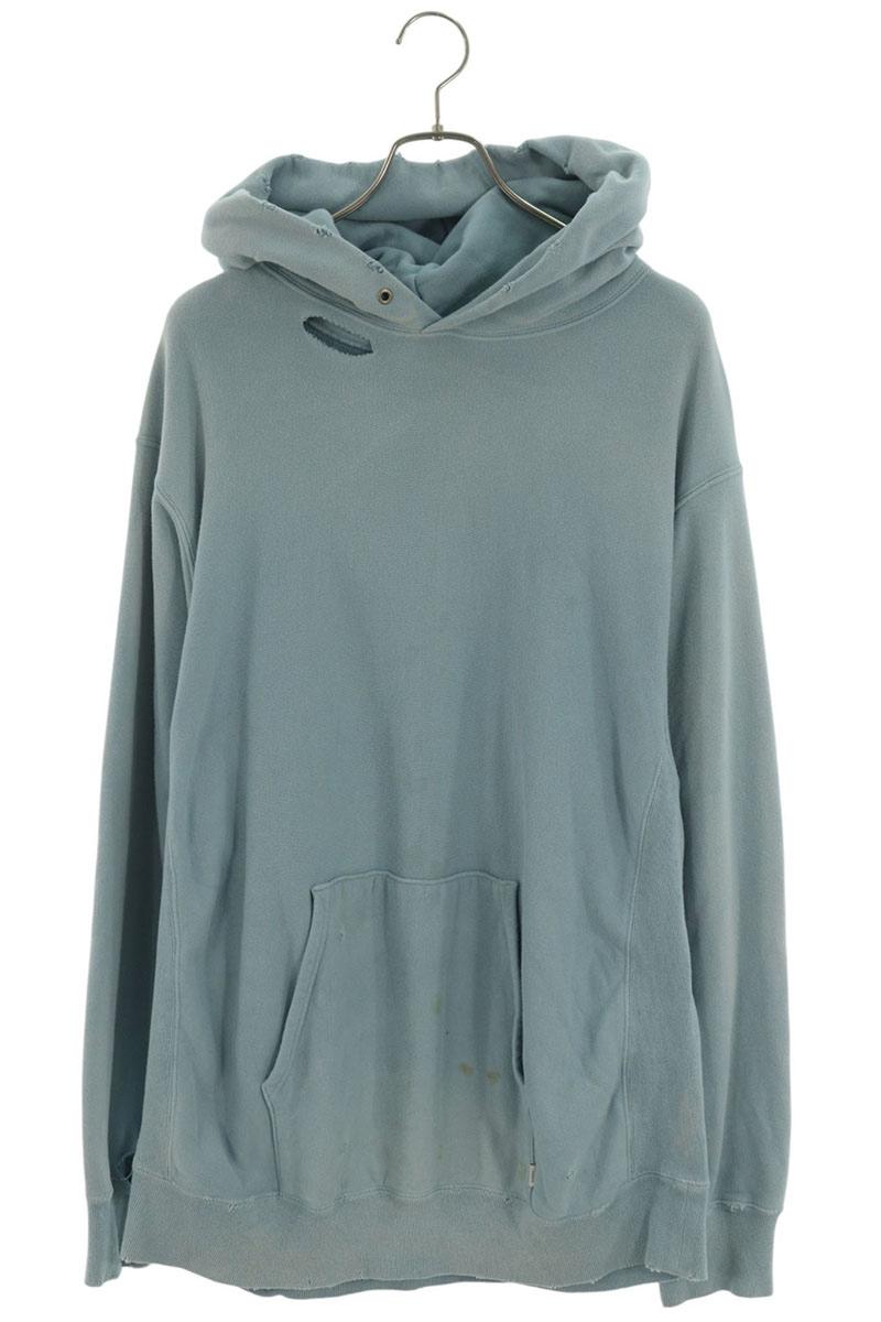 SUGARHILL Cotton Damaged Faded Hoodie Light Blue Size 2