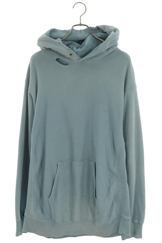 SUGARHILL Cotton Damaged Faded Hoodie Light Blue Size 2