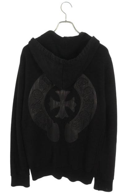 Chrome Hearts SWTSHRT HD ZIP HRSSHE LTHR Hoodie Black Size L