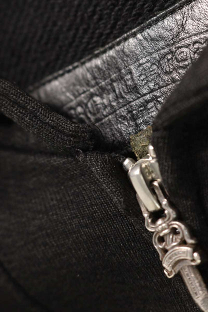 Chrome Hearts SWTSHRT HD ZIP HRSSHE LTHR Hoodie Black Size L