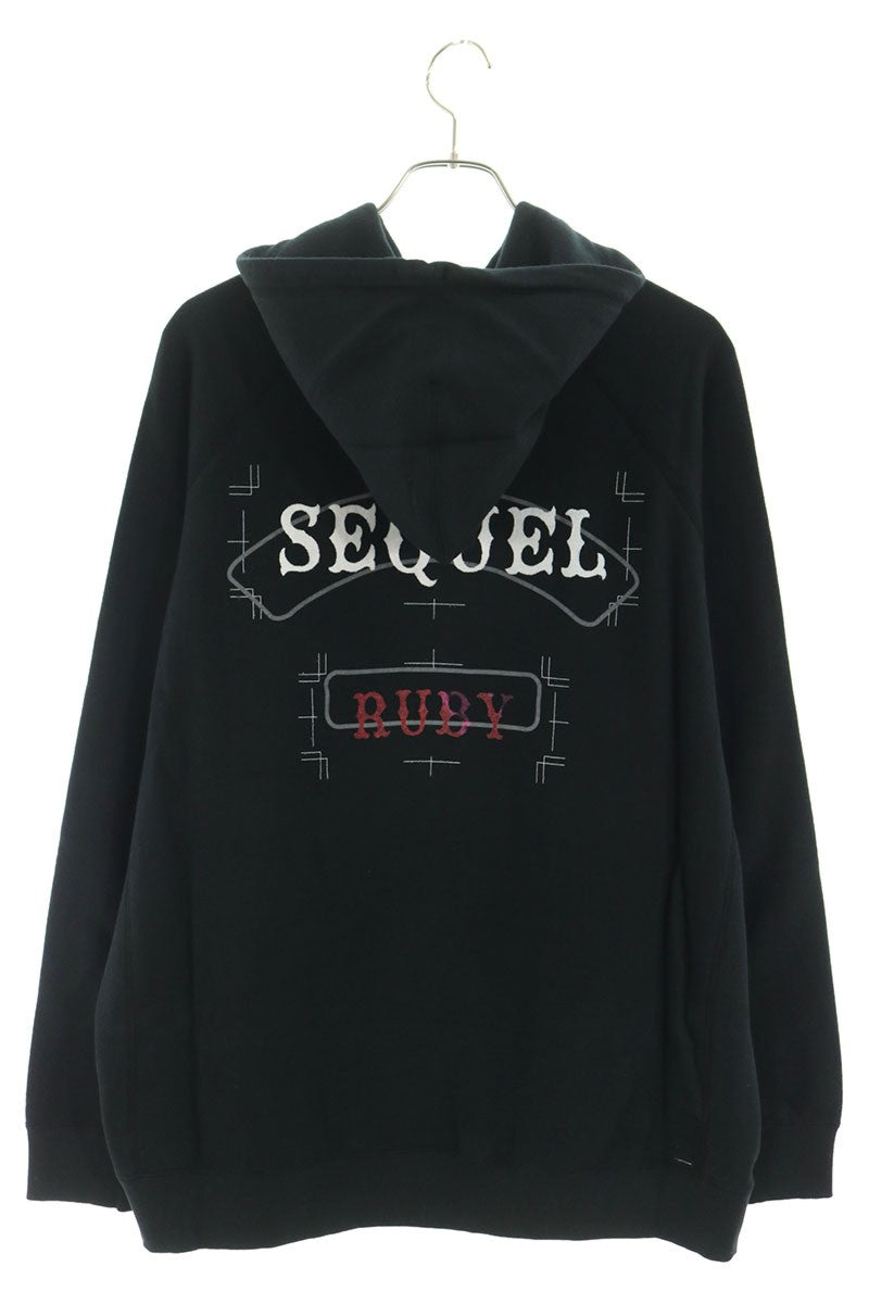SEQUEL 25AW Ruby Print Hoodie Black Size S