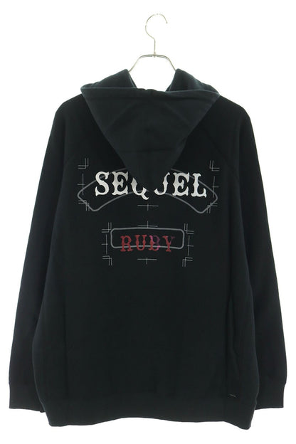 SEQUEL 25AW Ruby Print Cotton Blend Hoodie Black Size XL